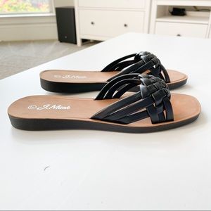 J.Mark Black Braided Slide Sandal Form-75